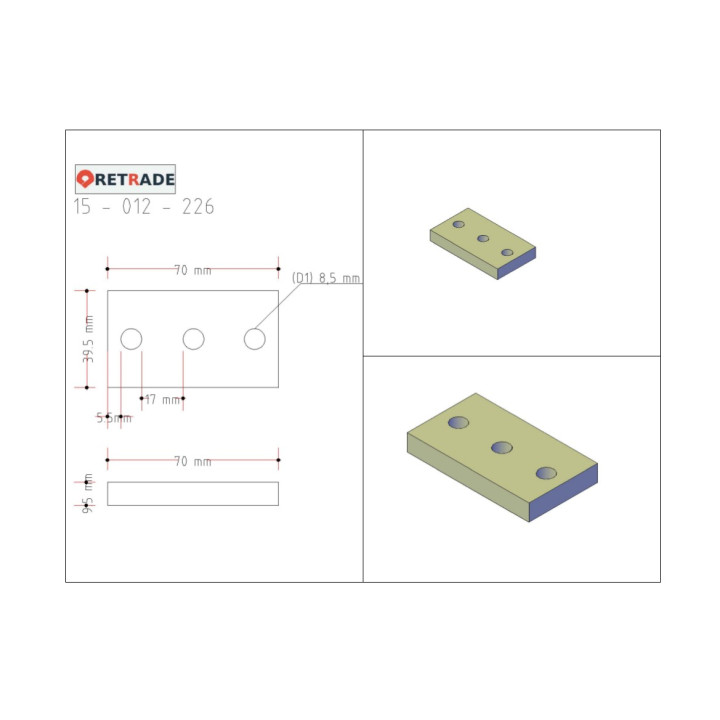 CNC 3D - 2x Staffa di Supporto in Alluminio