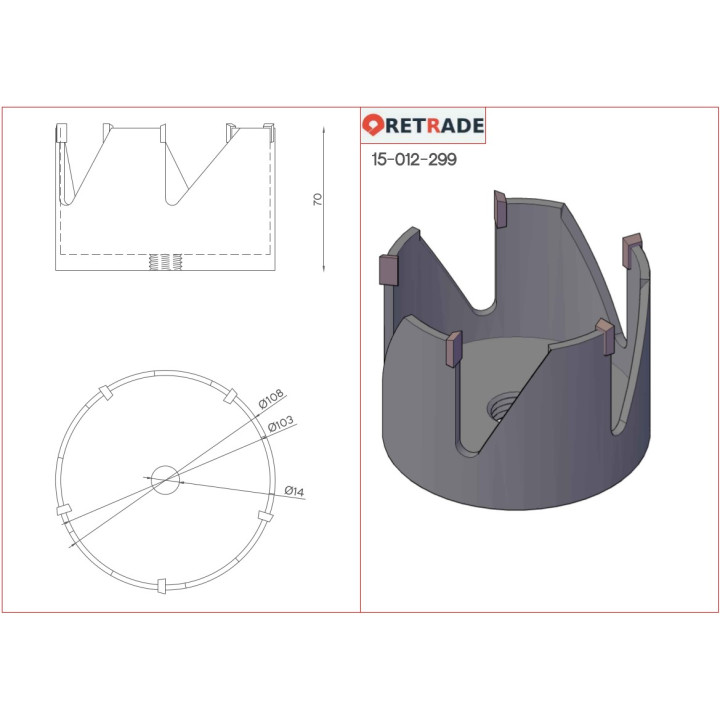 CNC 3D - Sega a Tazza per Cemento