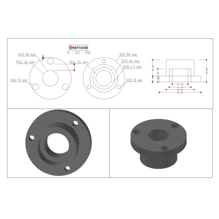 CNC 3D - Flangia di Supporto per Albero