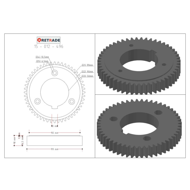 CNC 3D - Ingranaggio Ruota Dentata 52 Denti
