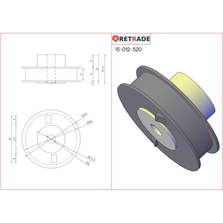 CNC 3D - Puleggia / Ruota Dentata - 58 Denti