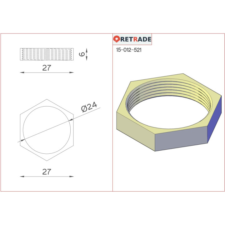 CNC 3D - 4x Dado Esagonale in Acciaio