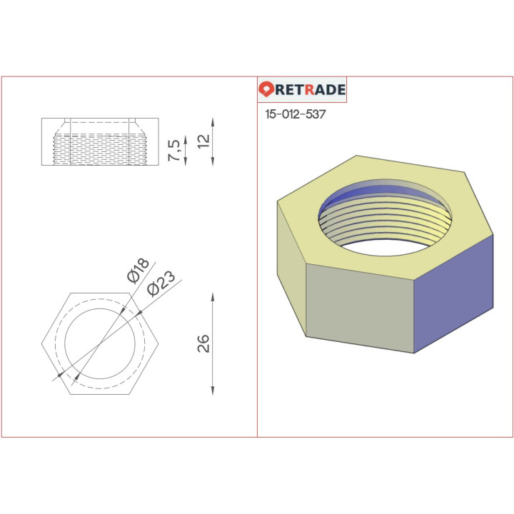 CNC 3D - 2x Dado di Bloccaggio
