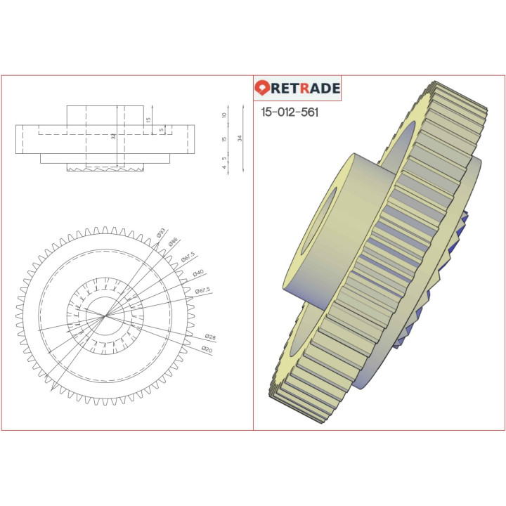 CNC 3D - Ingranaggio Ruota Dentata 60 Denti