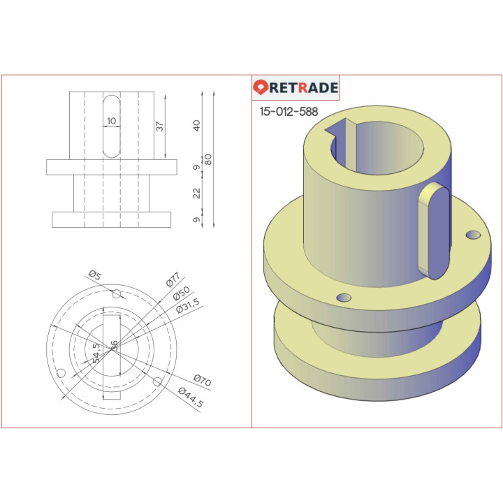 CNC 3D - Albero di Supporto per Ingranaggio