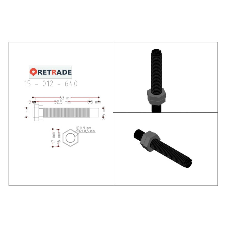 CNC 3D - 2x Ammortizzatore Cilindrico Filettato Maschio