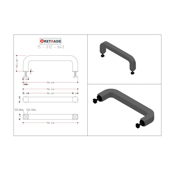 CNC 3D - Maniglie per Armadi 100 mm