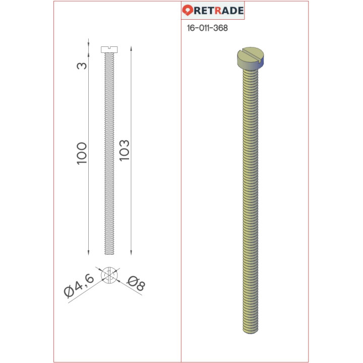 CNC 3D - 9x Viti a Testa Cilindrica con Intaglio L 100mm