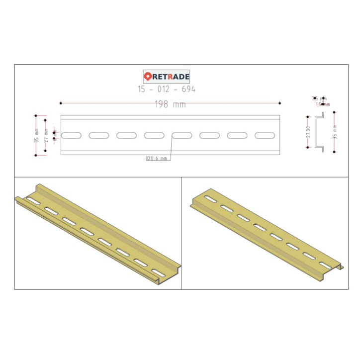 OMEGA 3 - Barra DIN 200mm - CNC 3D