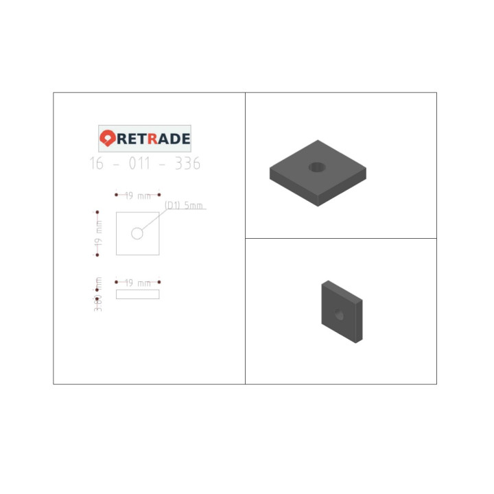 CNC 3D - 6x Dadi Quadrato Ø 7mm