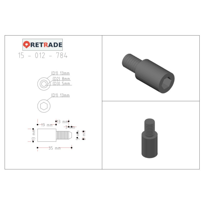 CNC 3D - 4x Vite Testa Cilindrica Esagonale