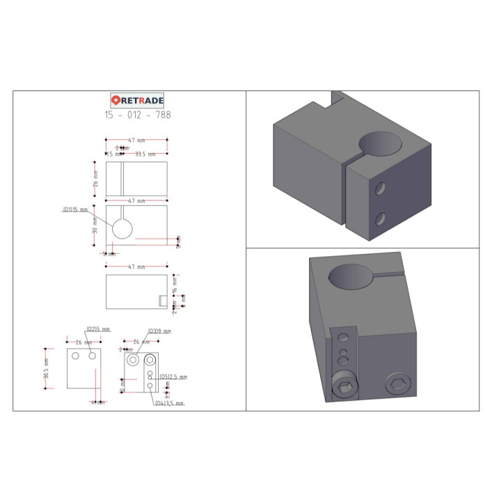 CNC 3D - Blocco di Supporto per Albero in Acciaio