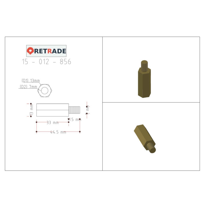 CNC 3D - 4x Distanziali in Acciaio Maschio/Femmina