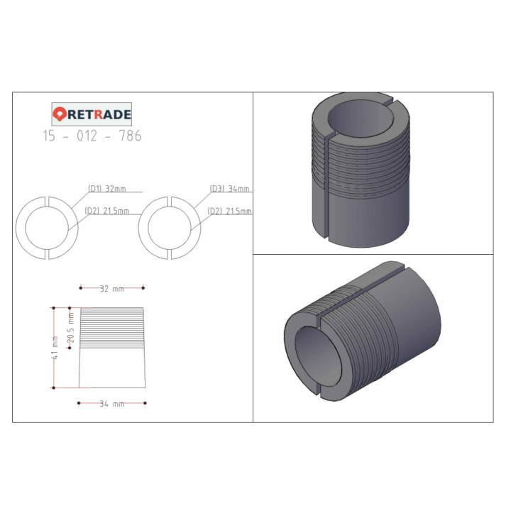 CNC 3D - Boccola Filettata Maschio in Acciaio