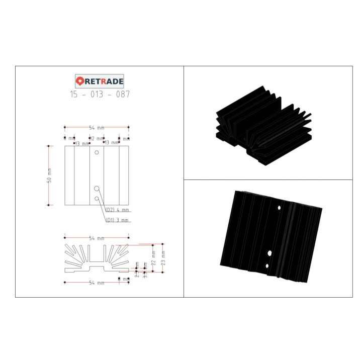 CNC 3D - Dissipatore di Raffreddamento per Schede 50x54x23mm