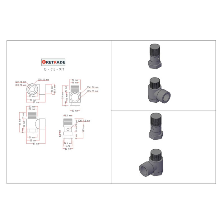 3x Raccordi Pneumatici a L M/F 3/8"