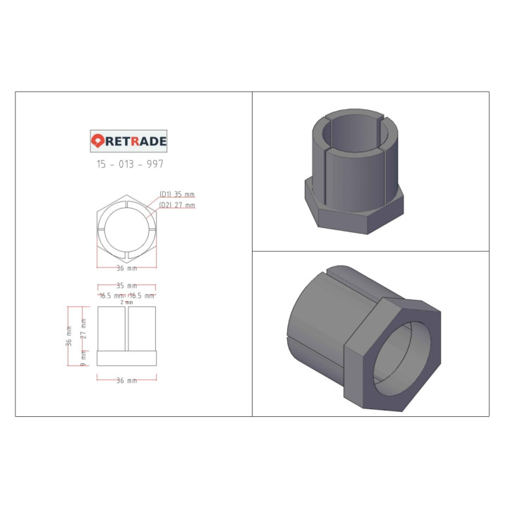 CNC 3D - Dado Esagonale con Supporto Lineare