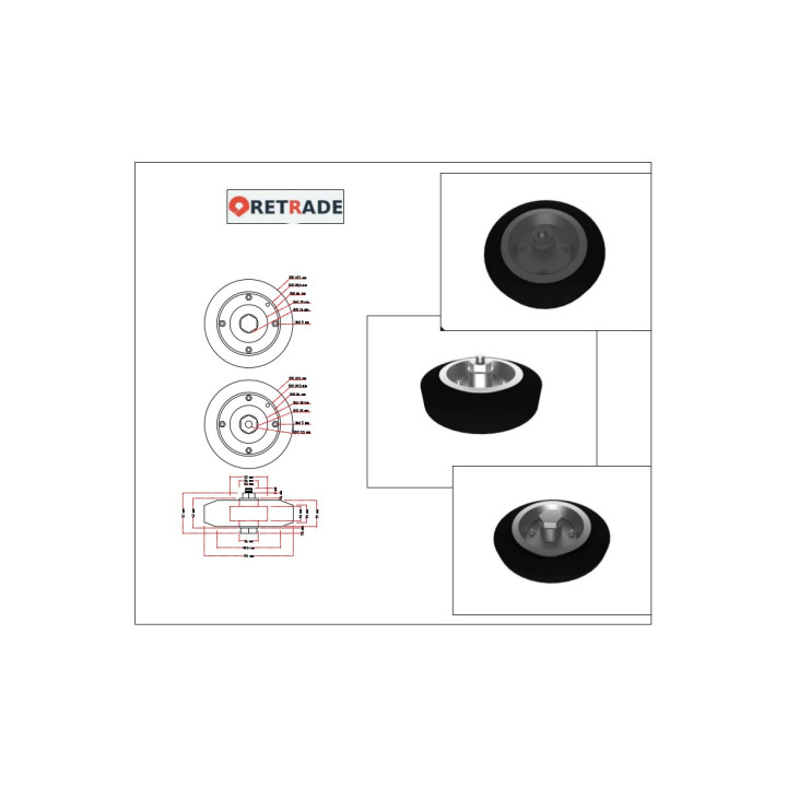 Ruota per Carreli Gomma Piena Disco in Ferro Mozzo con Cusinetti a Rulli 125x37.5