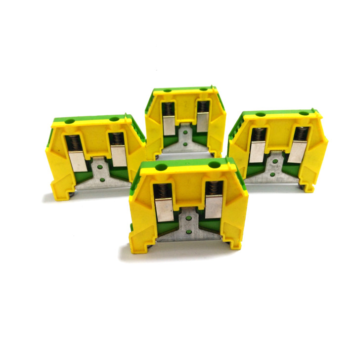 WOERTZ 30544/6V - 4x Morsetti per Conduttore di Terra 2 Vie 8WAG 6mm² Verde-Giallo