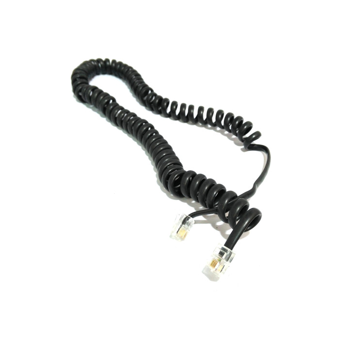 Cavo Elastico a Spirale per Cornetta Telefonica RJ9 4P4C 2Mt - Nero