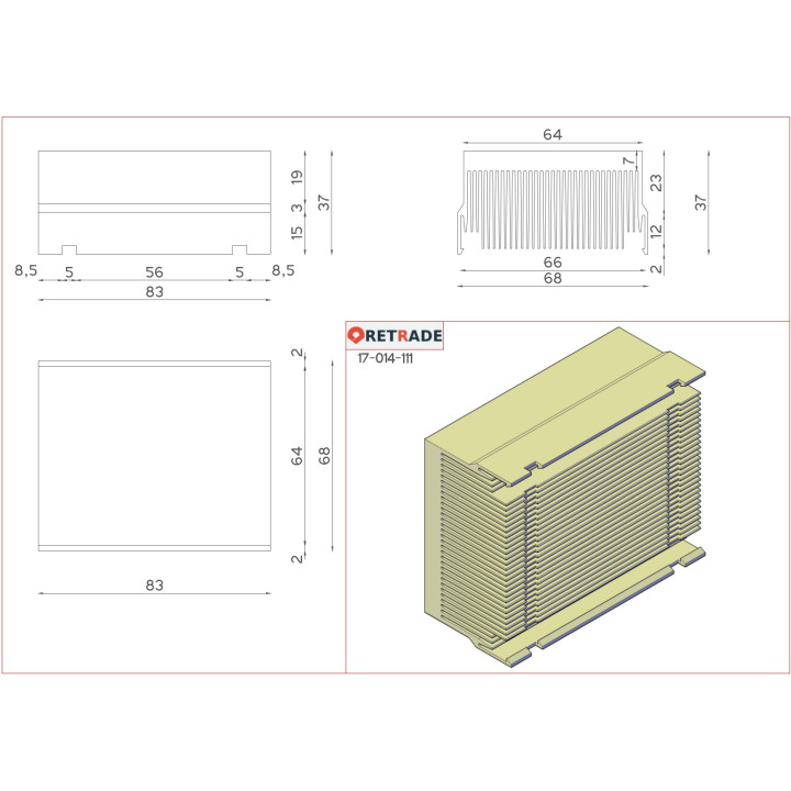 Dissipatore di Raffreddamento 83x69x37mm