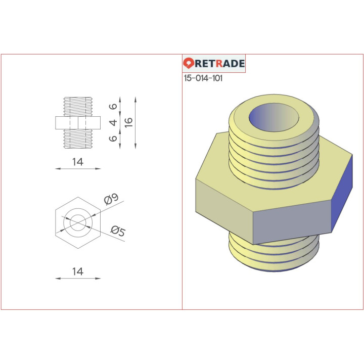 3x Raccordi Filettati Maschi 1/8"