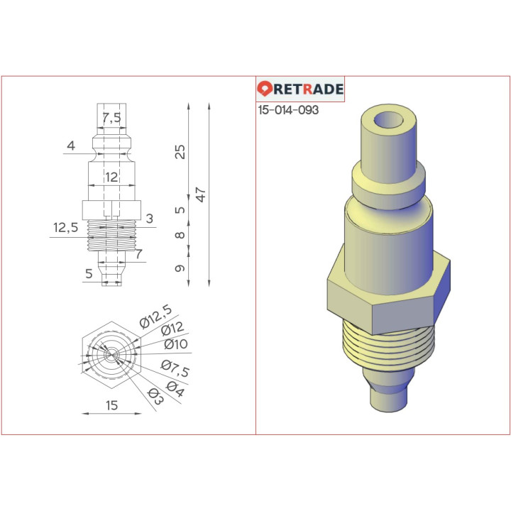 Giunto ad Attacco Rapido Connessione G 1/4 Maschio in Ottone Acciaio