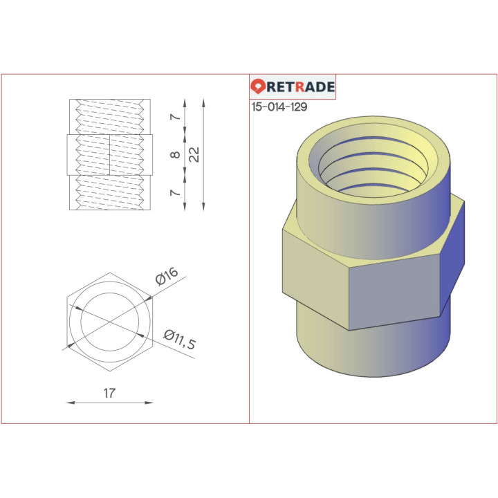 2x Accoppiatori Idraulici Filettati Dritti F/F 1/4" 700bar