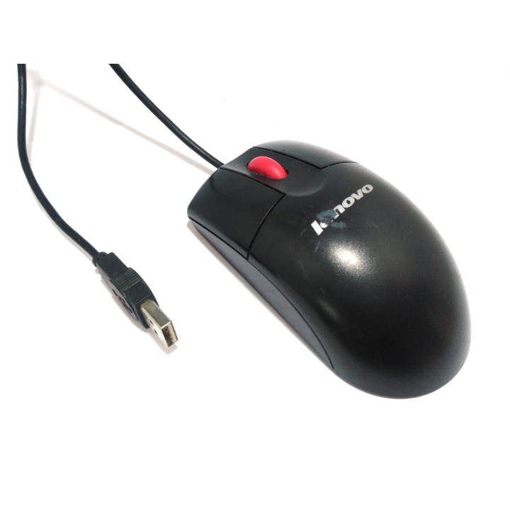LENOVO MO28OUL - Mouse Ottico a 2 Pulsanti + Rotellina di Scorrimento con Cavo USB NERO