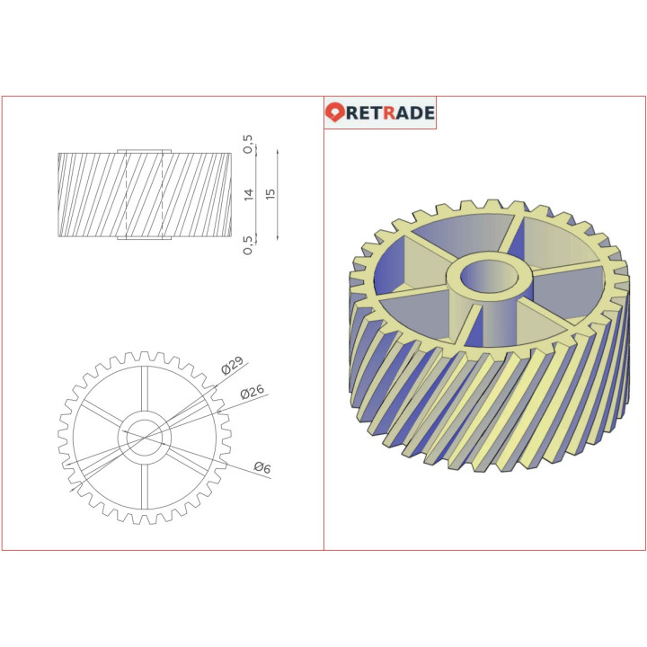 CANON FU3-0125 - Ingranaggio 33T Bianco per Canon IR1600