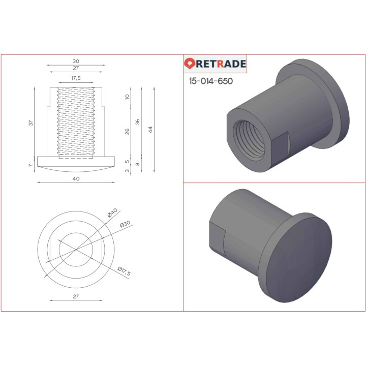 Pezzi di Fissaggio per Cilindri Idraulici , Filettatura Femmina M20x2.5