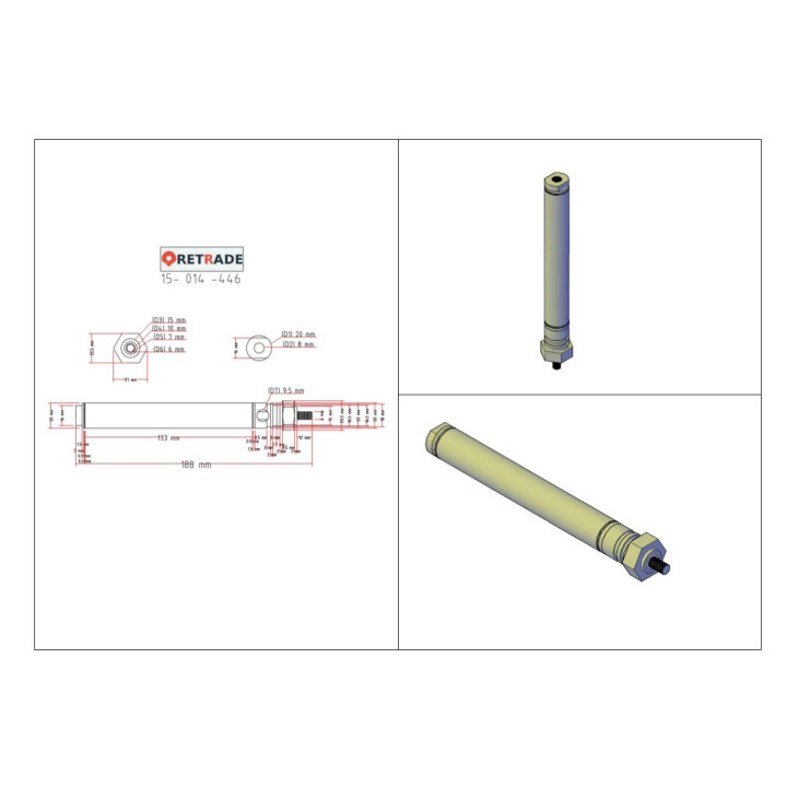 Pistone Pneumatico 16x101mm Doppio Azzione Maschio Attacco 1/8"