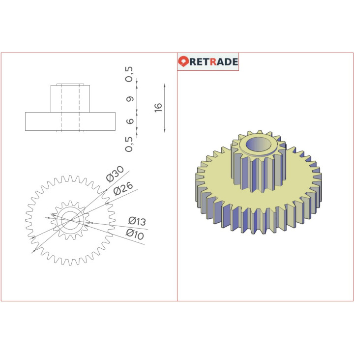 CANON FU3-0130 - Ingranaggio 15T/36T Bianco per Canon IR1600