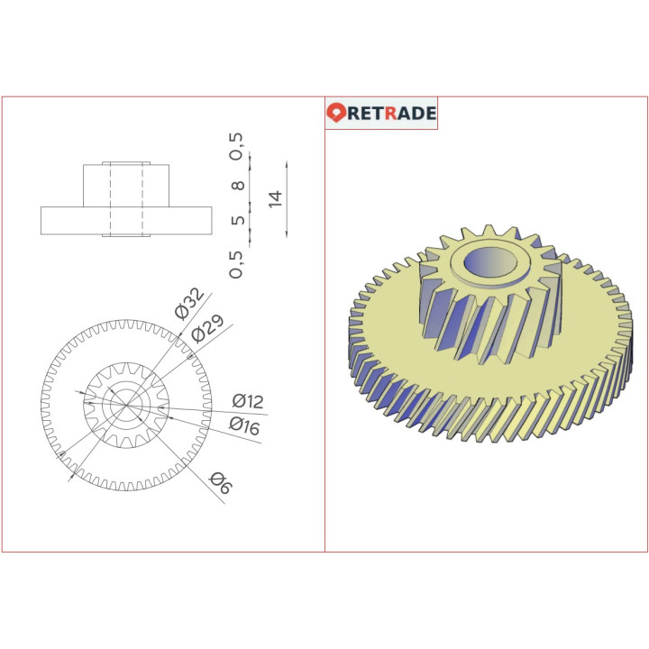 CANON FU3-0123 - Ingranaggio 17T/58T Bianco per Canon IR1600