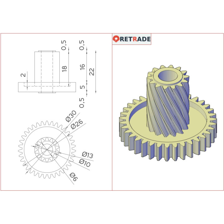 CANON FU3-0124 - Ingranaggio 14T/35T Bianco per Canon IR1600