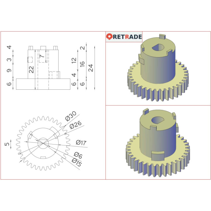 CANON FB6-4585 - Ingranaggio 36T Bianco per Canon IR1600