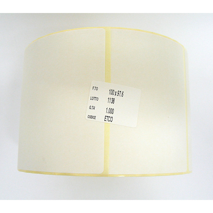 Reel 1000pz WHITE Paper Adesive Labels - 100x97,6mm