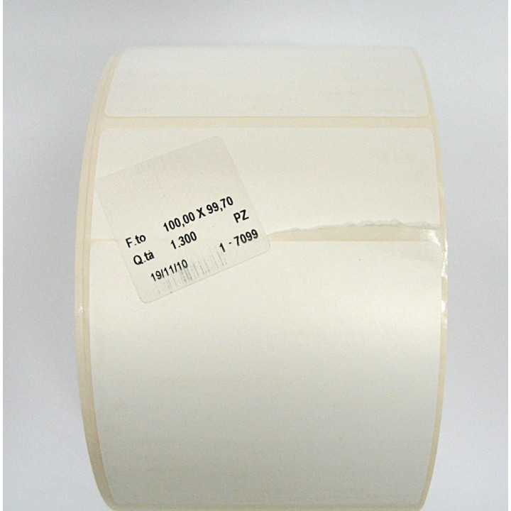 Reel 1300pz WHITE Paper Adesive Labels - 100x99,7mm