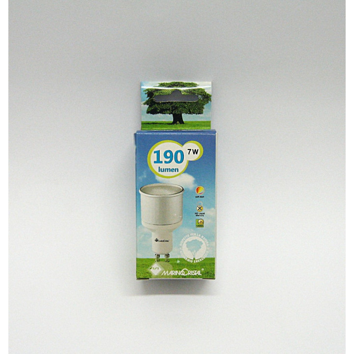 Lampadina Risparmio Spot GU10 7W Luce Calda 2700°K