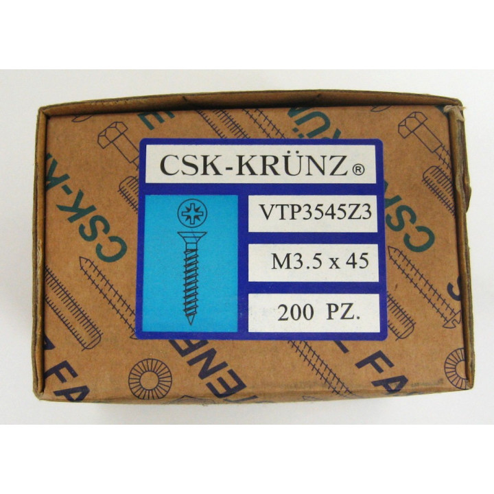 200pz. Screw Flat Head Galvanized Cross for Chipboard M3.5x45mm