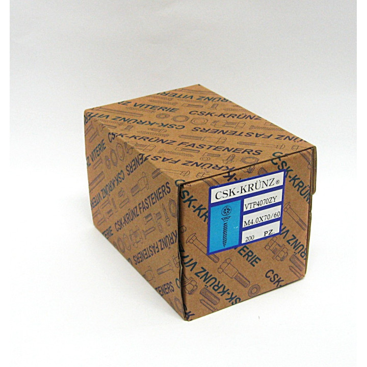 200pz. Vite Testa Piatta a Croce Zincato Giallo per Truciolato M4.0x70/60mm