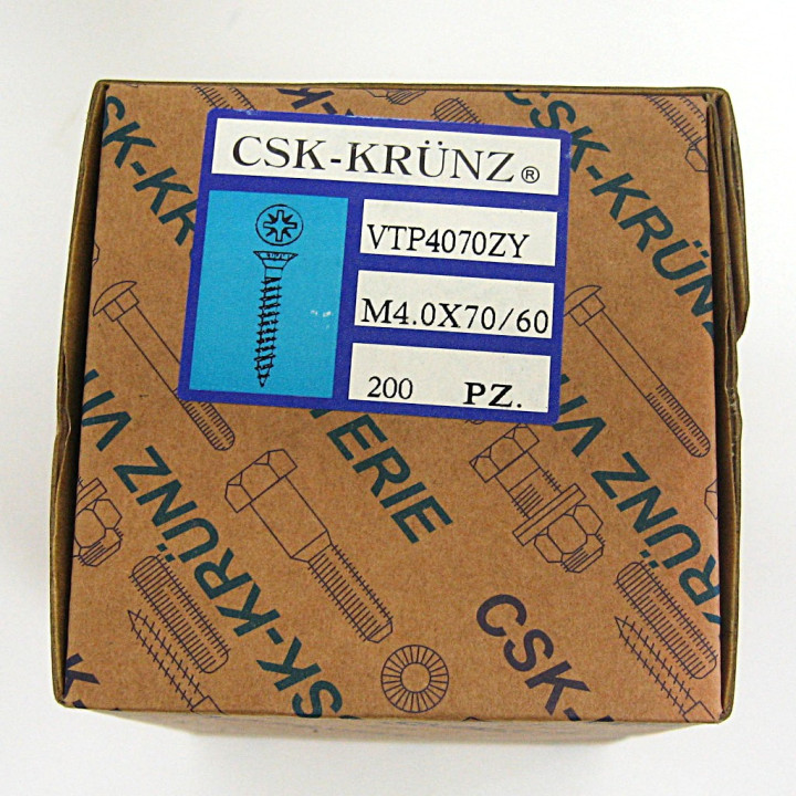 200pz. Screw Flat Head Galvanized Yellow Cross for Chipboard M4.0x70/60