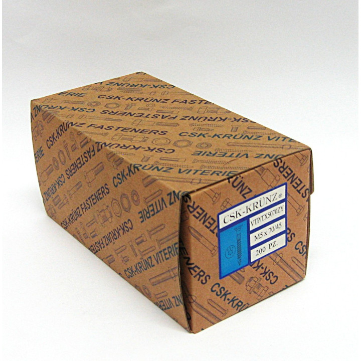 200pz. Vite Testa Piatta a Torx M5x70/45mm