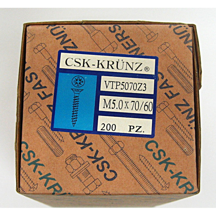 200pz. Screw Flat Head Flared Cross M5.0x70/60mm