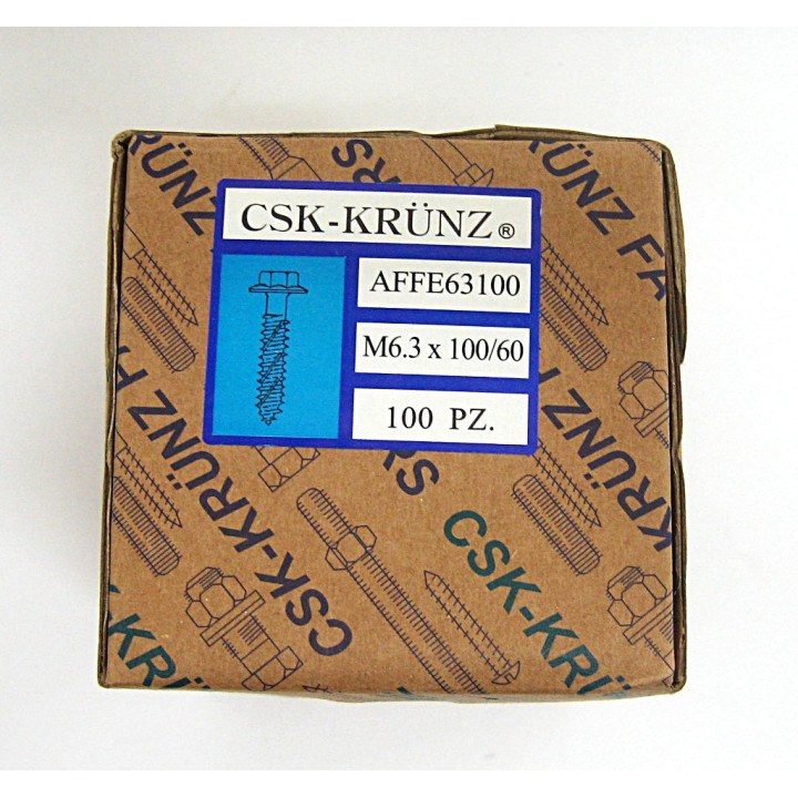 Vite Autofilettata Testa Esagonale Zinco Gambo Parzialmente Filettato M6.3x100/60mm