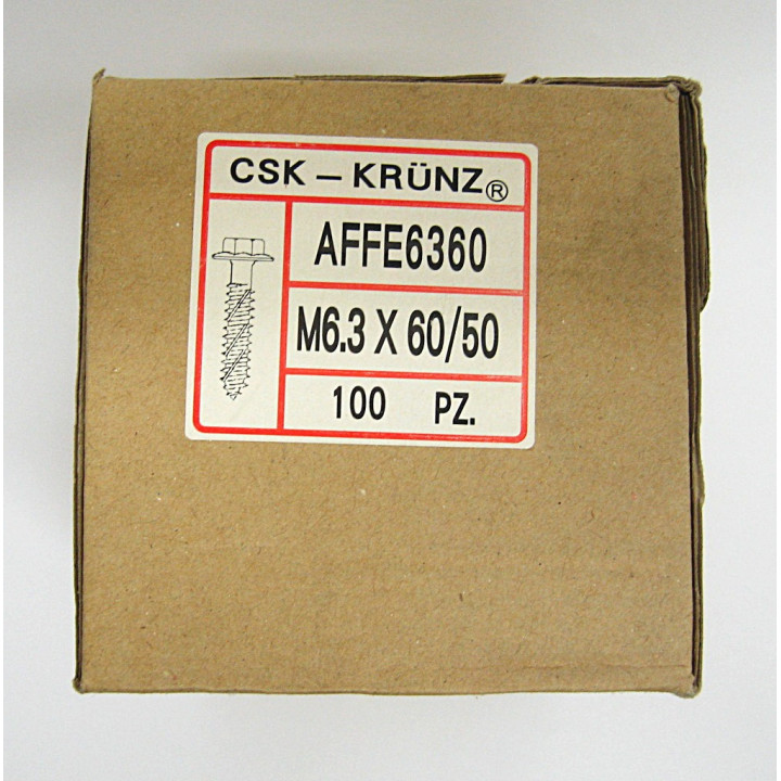 Vite Autofilettata Testa Esagonale Zinco Gambo Parzialmente Filettato M6.3x60/50mm