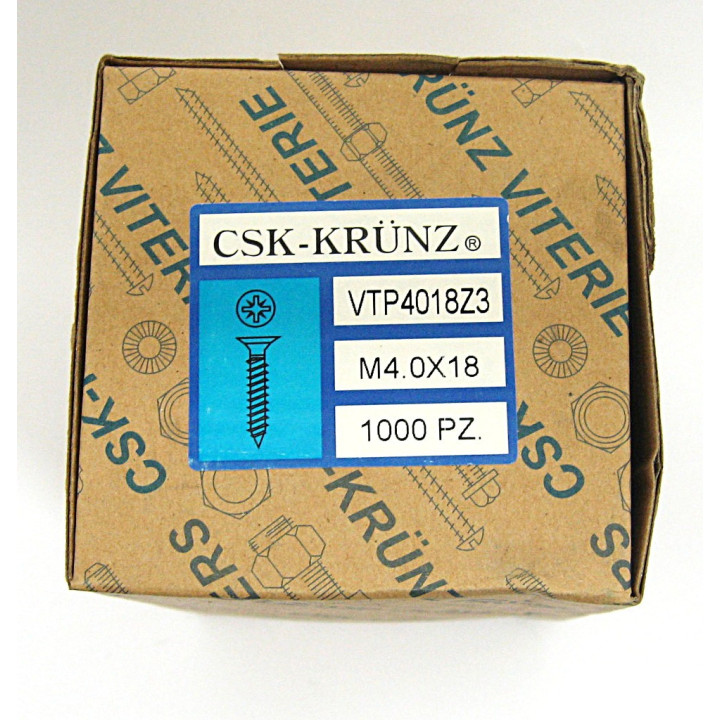 1000 pz. Screw Flat Head Flared Cross M4.0x18mm