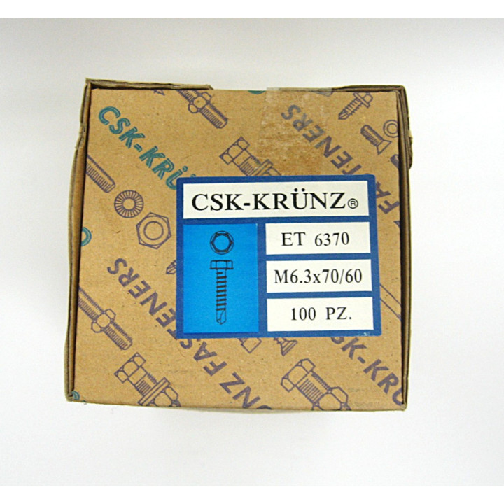 100 pz. Vite Testa Esagonale Zincato M6.3x70/60mm