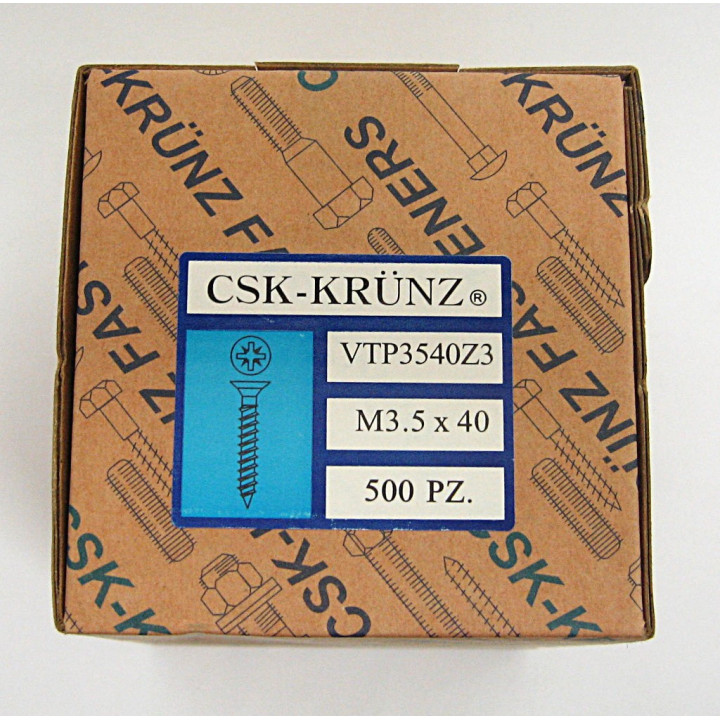 500pz. Screw Flat Head Flared Cross M3.5x40mm