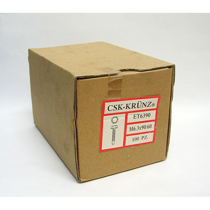 100 pz. Vite Testa Esagonale Zincato M6.3x90/60mm